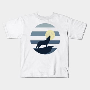 black Wolf In The Moon Kids T-Shirt